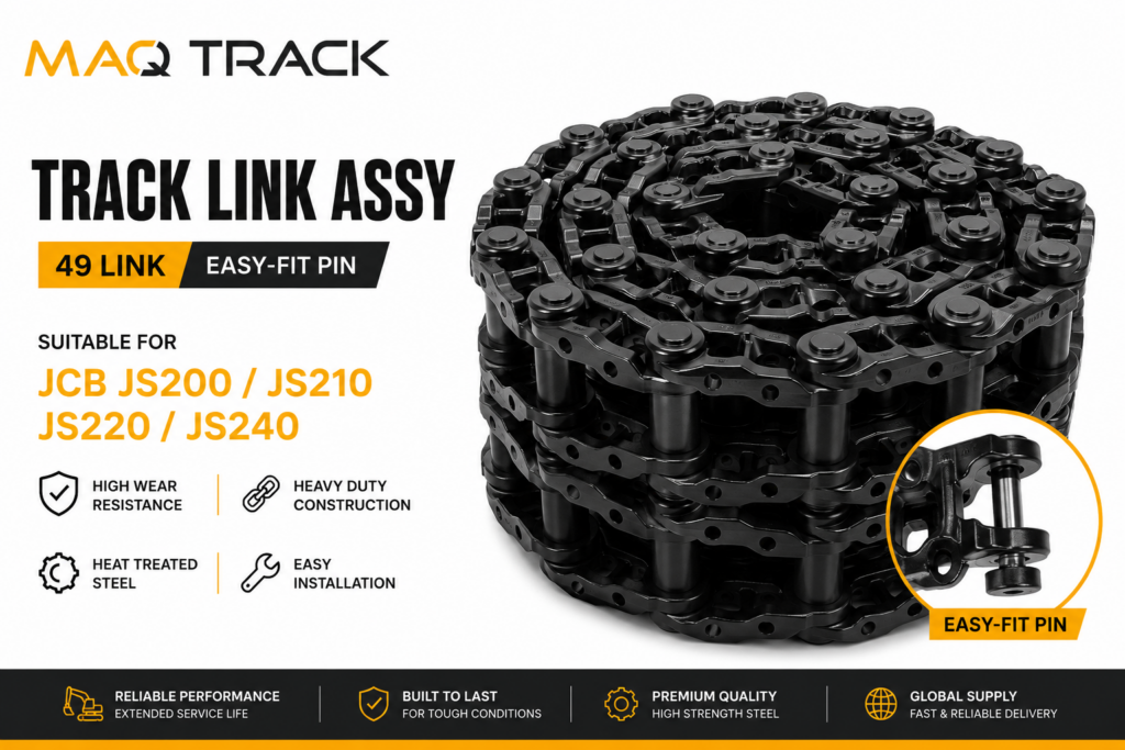 Track Link Assy 49 Link with Easy-Fit Pin for JCB JS200 JS210 JS220 JS240 excavators by MAQ TRACK