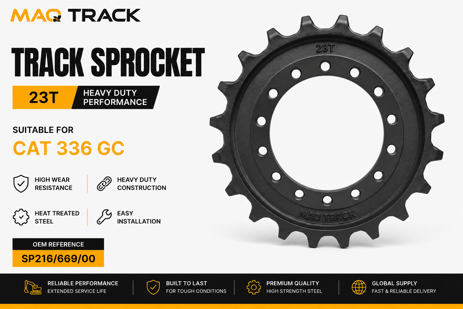 Track Sprocket 23T for CAT 336 GC excavator by MAQ TRACK