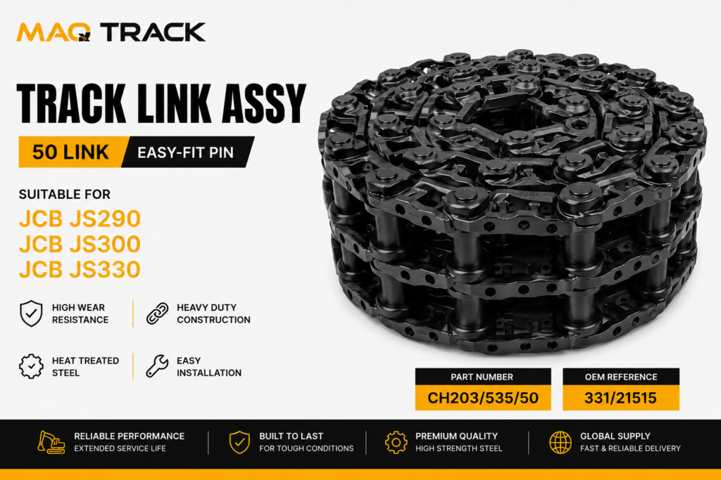Track Link Assy 50 Link with Easy-Fit Pin for JCB JS290 JS300 JS330 excavators by MAQ TRACK